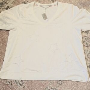 Jane and Delancey White Short Sleeve Tee with Embroidered Stars Size 3X